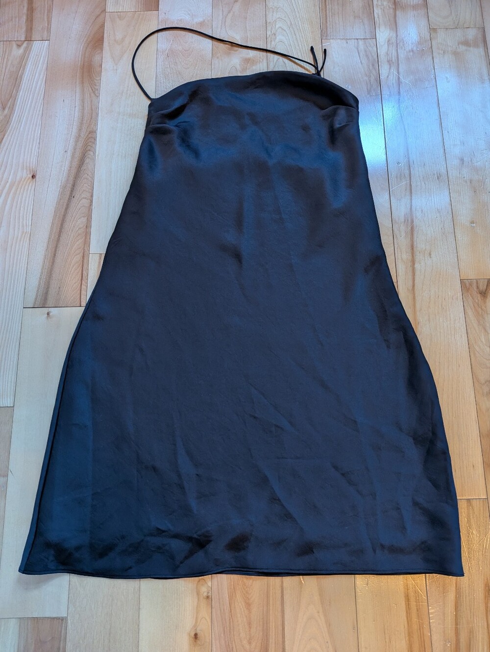 ARITZIA Wilfred Black Satin Sexy Minimalist Mini Slip Dress Size XS